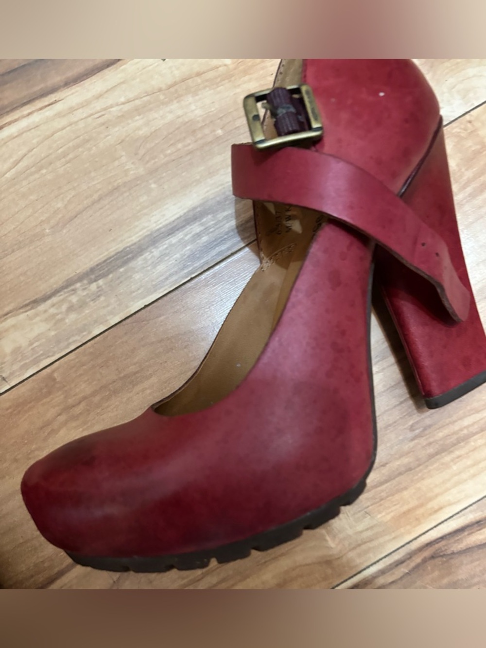 Kork-Ease prisella Red Mary Jane Block Heel Pumps 6 - Picture 9 of 10
